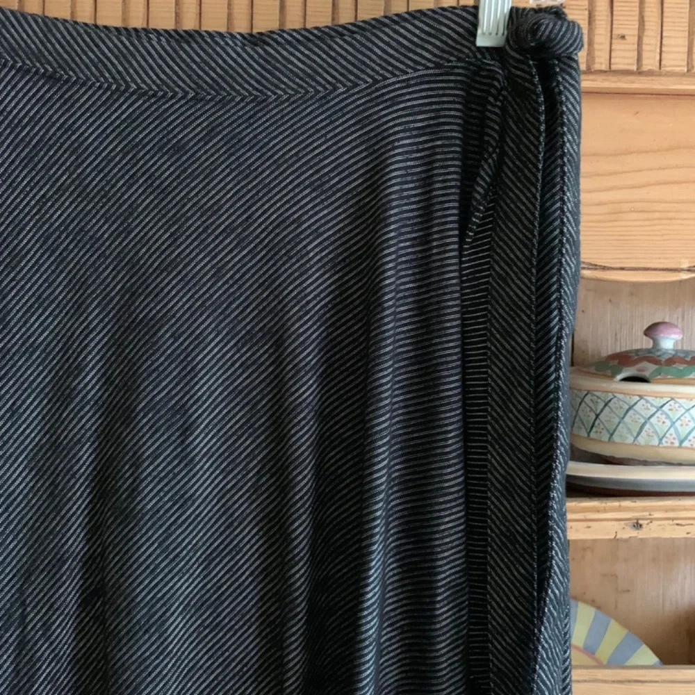 Black & White Stripe Faux Wrap Maxi Skirt Size M Elastic Waist